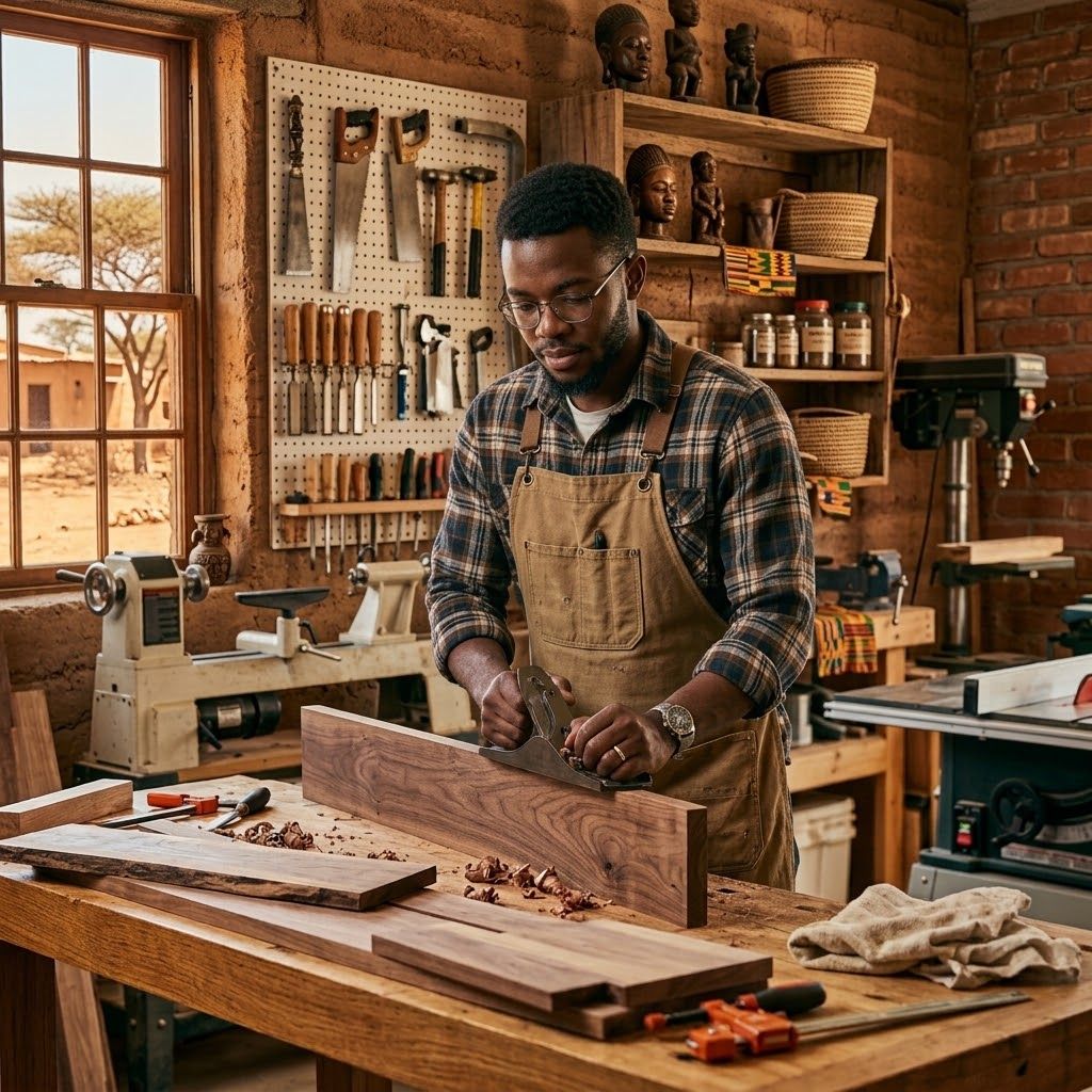 Skilled handyman working in workshop